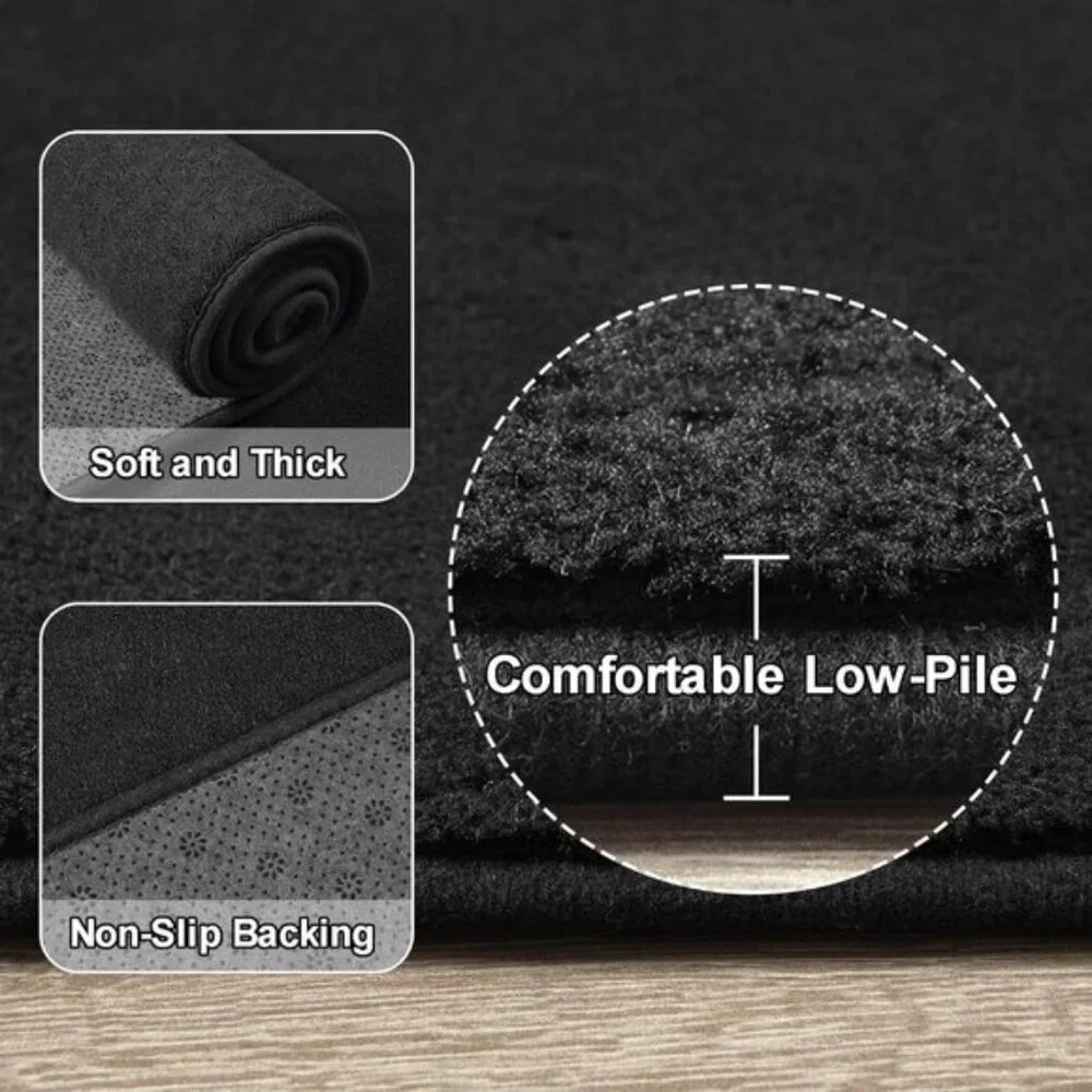New 4x6 Black Modern Area Rug, Fluffy Memory Foam Carpet for Home & Bedroom